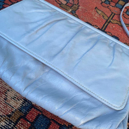 1960s light blue leather crossbody purse