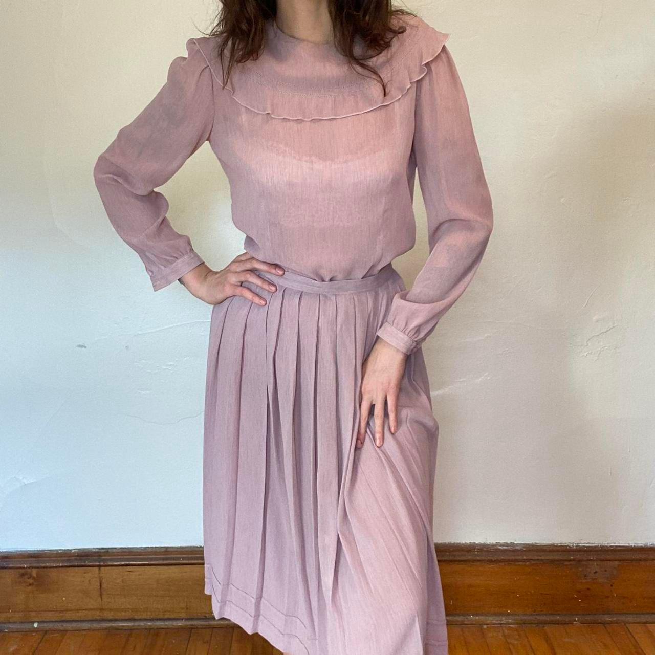 1970s handmade lilac two piece skirt set with talon zipper