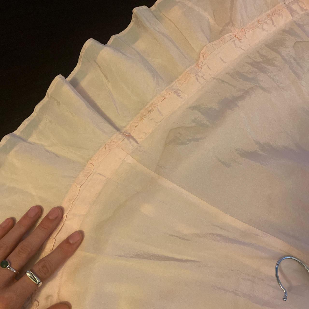 1940s light pink rayon dress with ruffled hem