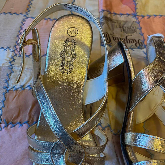 1970s/80s gold strappy sandals