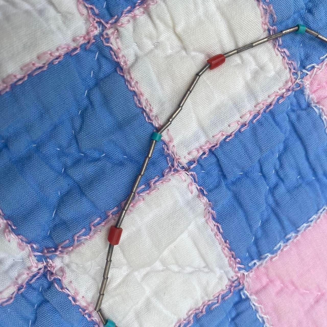 vintage silver tone beaded necklace