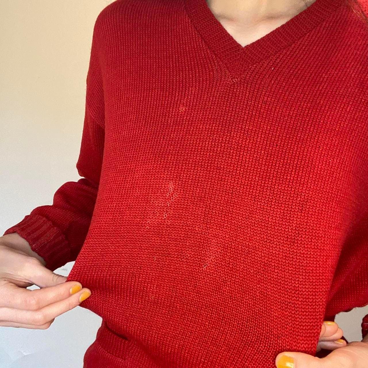 1930s/40s men's red wool Roper sweater with two front pockets