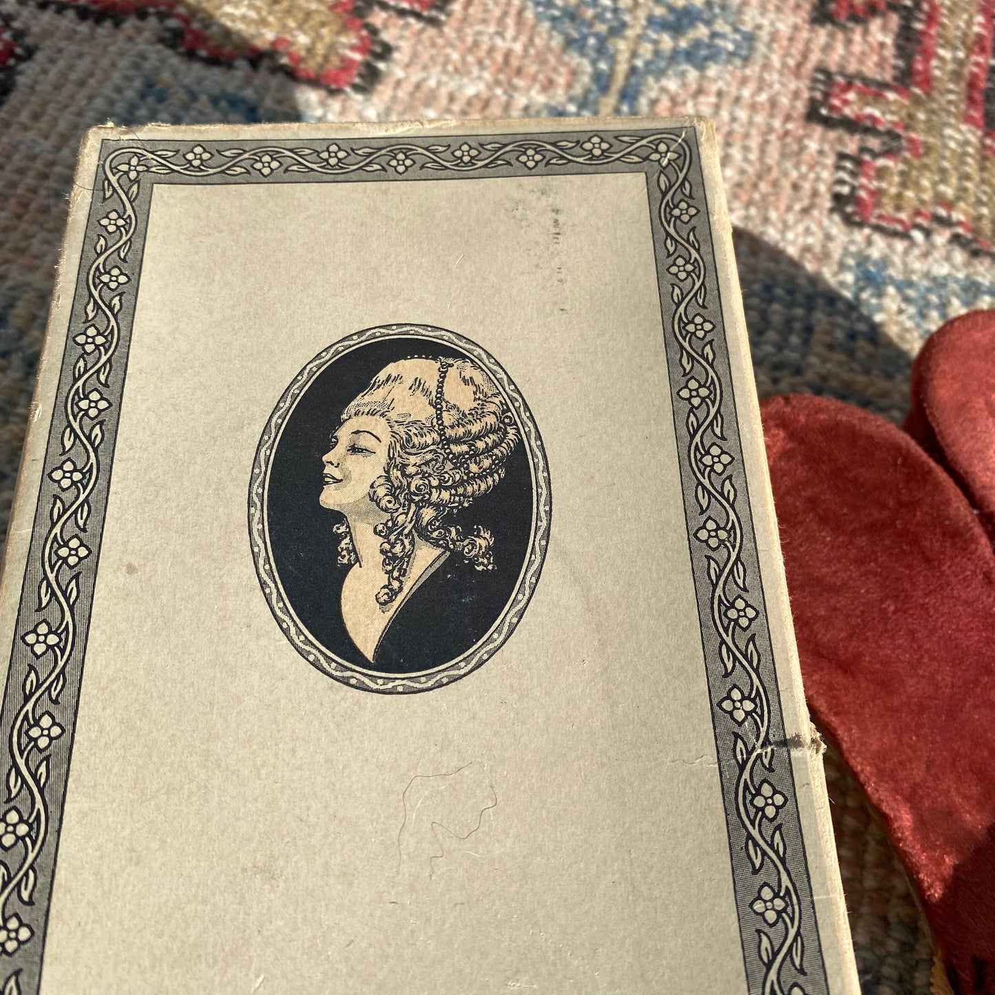 DEADSTOCK 1930s “Quality Slippers” Handmade Glass Beaded Velvet Slippers/Sandals with Wooden Kitten Heel, never been worn!!