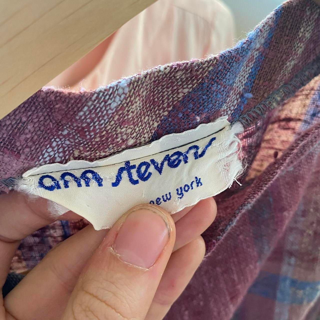 1970s Ann Stevens New York purple plaid linen 2 piece set