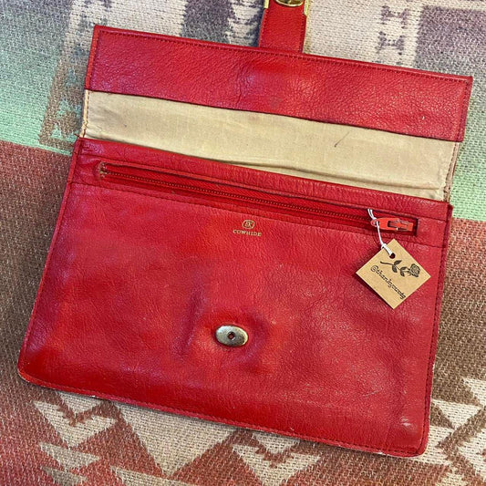 1960s red leather and gold wallet clutch