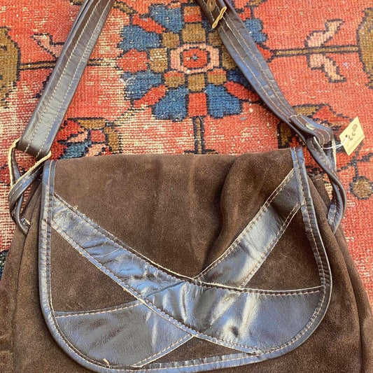 1970s brown suede shoulder bag purse