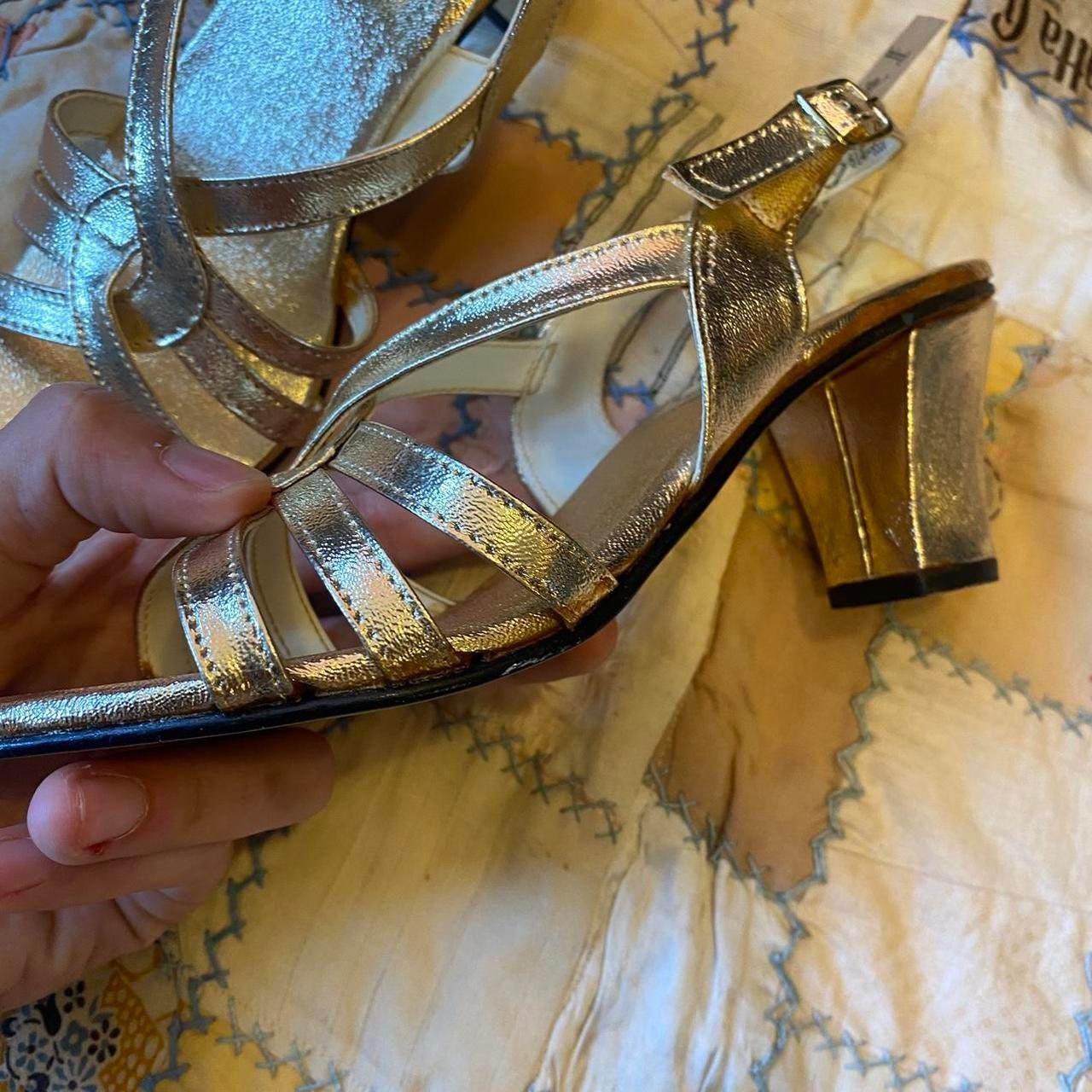 1970s/80s gold strappy sandals