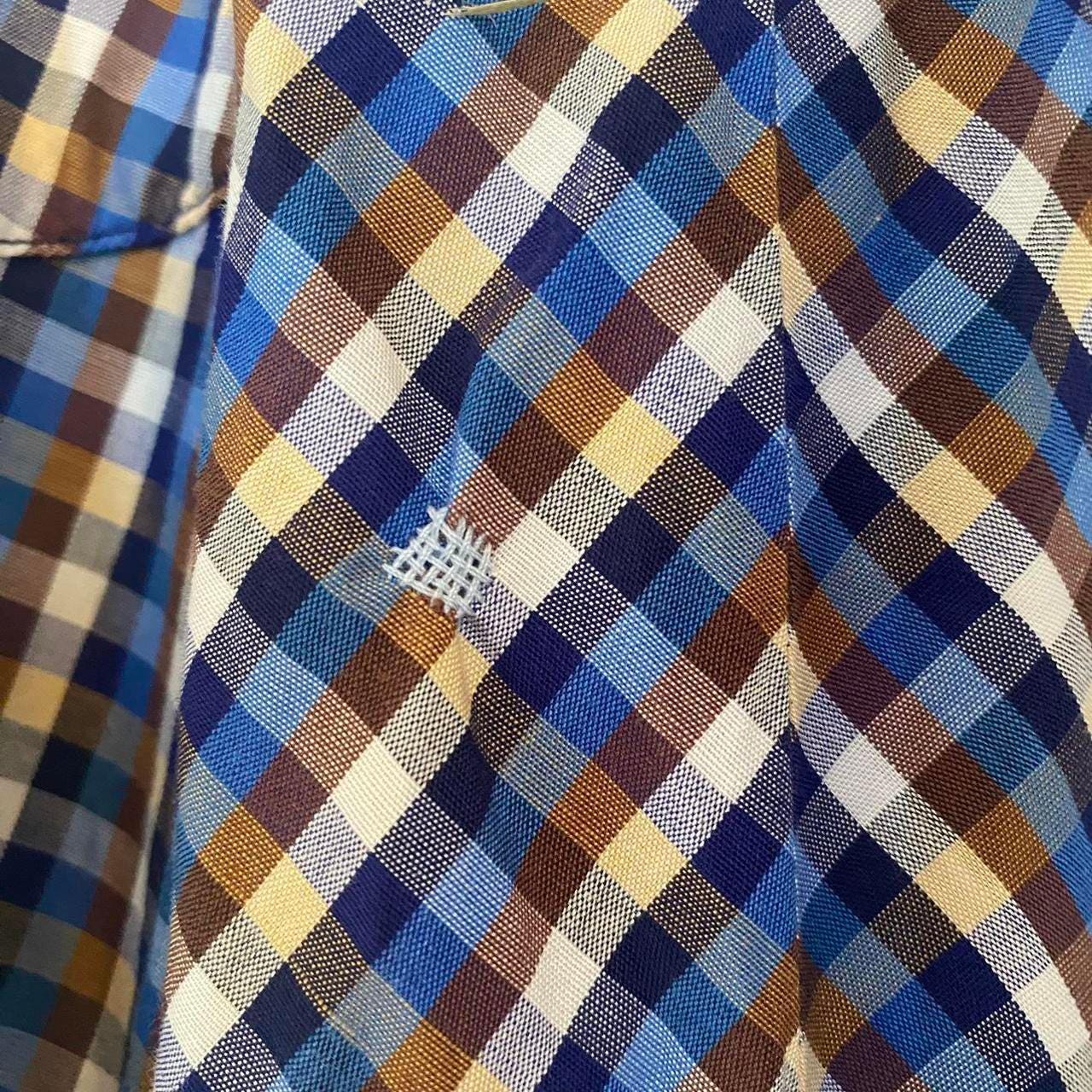 1940s/50s cotton handmade blue plaid a-line dress