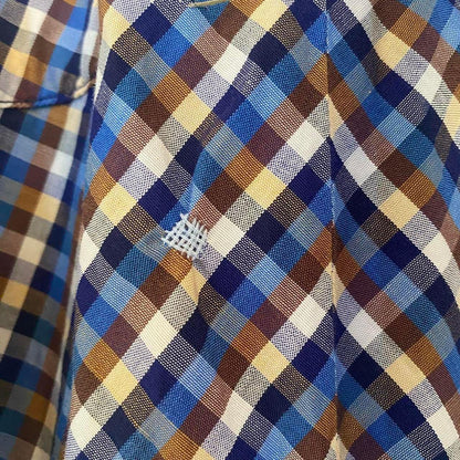 1940s/50s cotton handmade blue plaid a-line dress