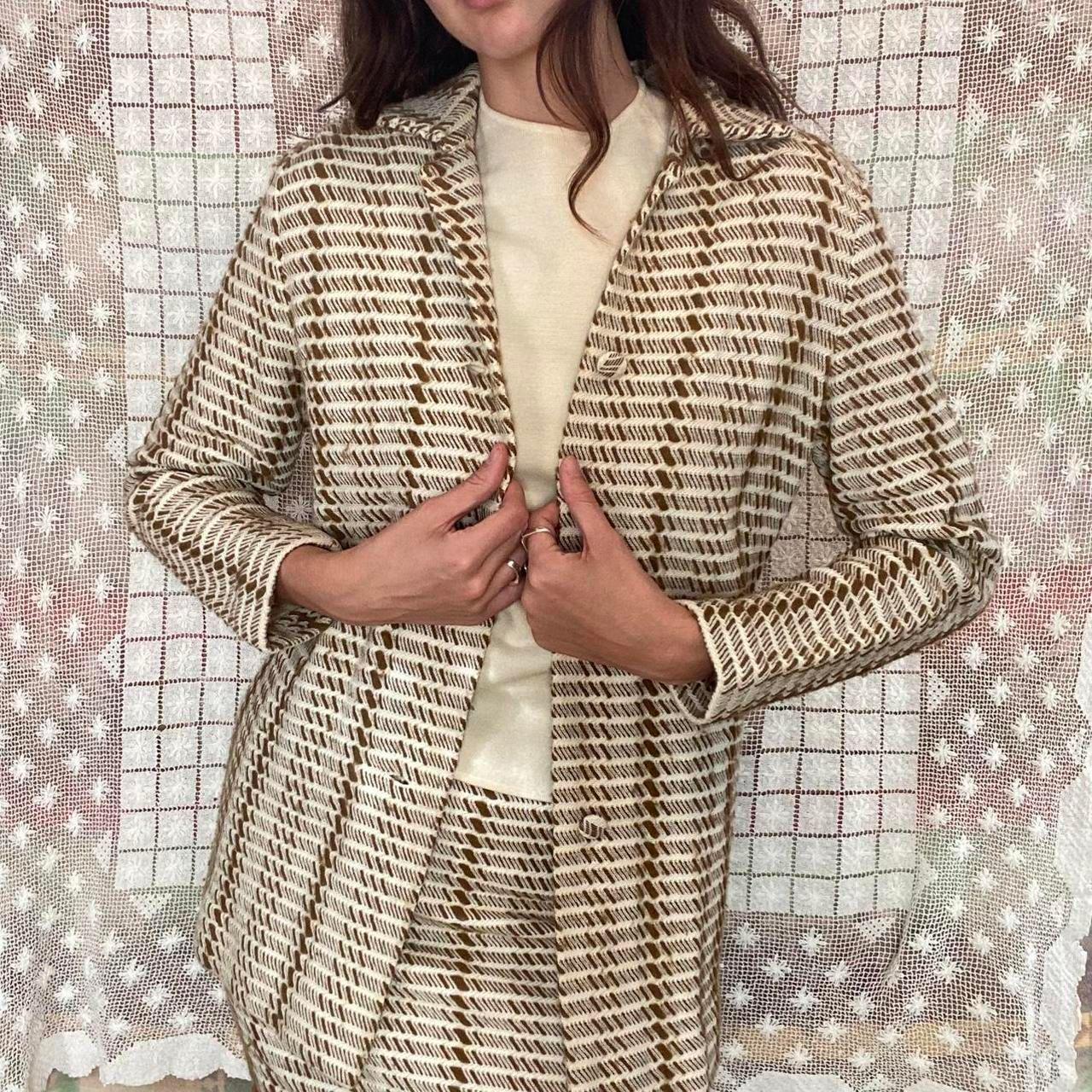 1960s Cadillac Italian wool cream and olive colored wool blend 3 piece set