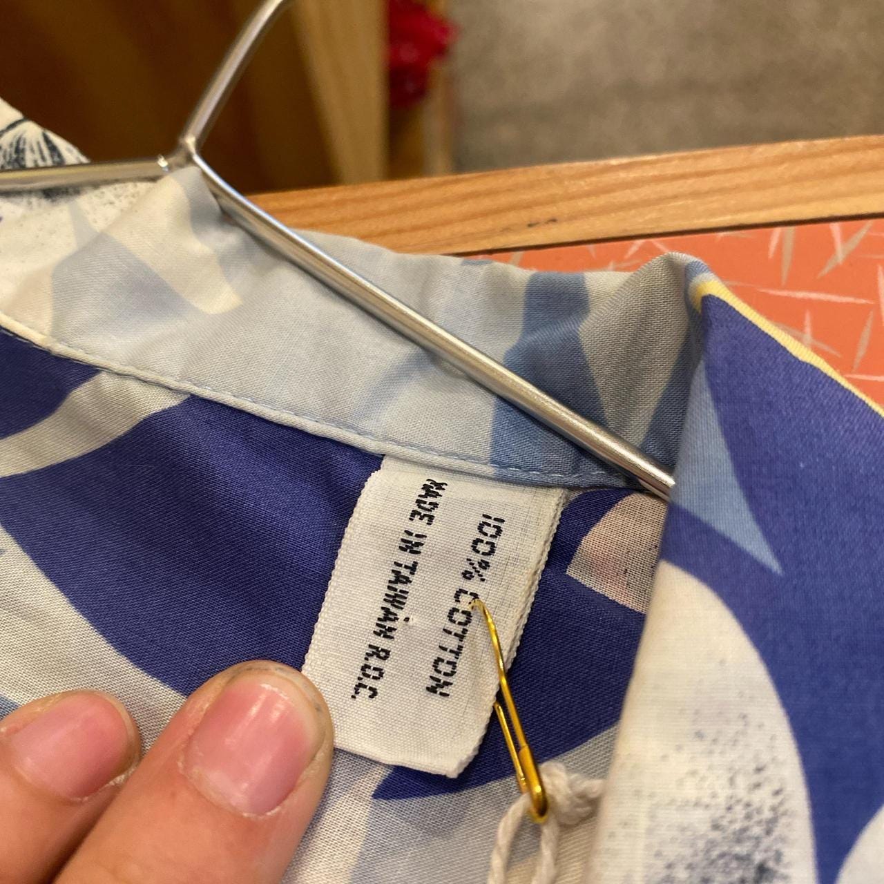 1970s cotton blue floral button up blouse