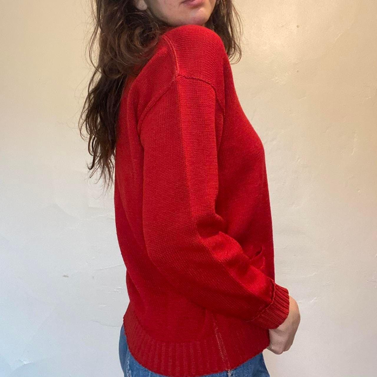 1930s/40s men's red wool Roper sweater with two front pockets