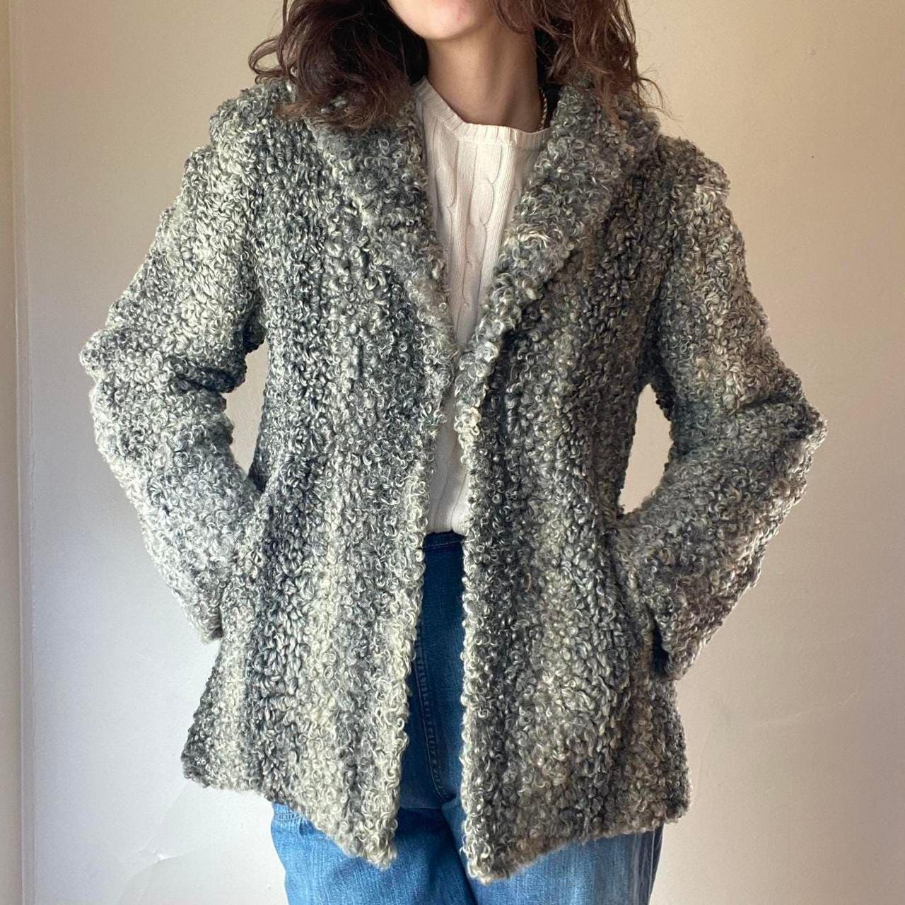 1940s/50s Merchants Furs Detroit curly silver persian lamb fur coat