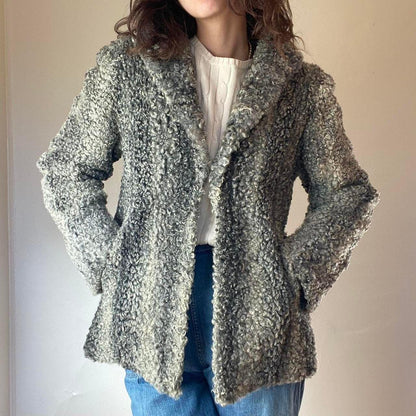 1940s/50s Merchants Furs Detroit curly silver persian lamb fur coat