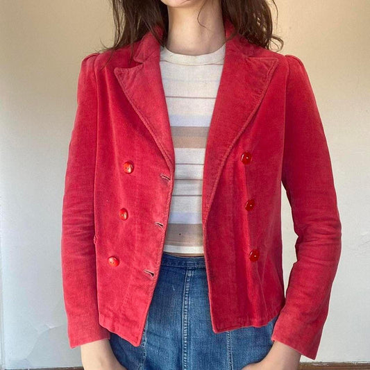 1930s/1940s faded red cotton corduroy blazer