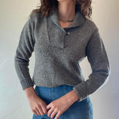 1970s wool gray Steve-Mor shawl sweater