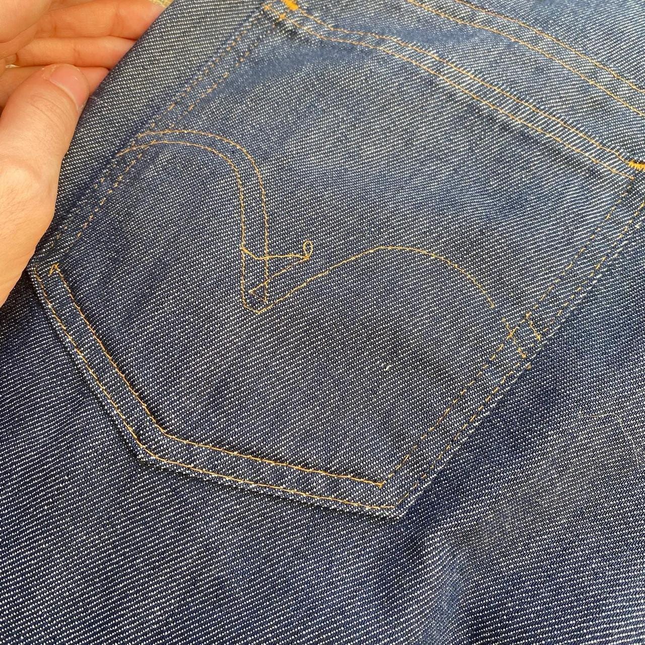 1970s dark wash poly cotton flared Levis