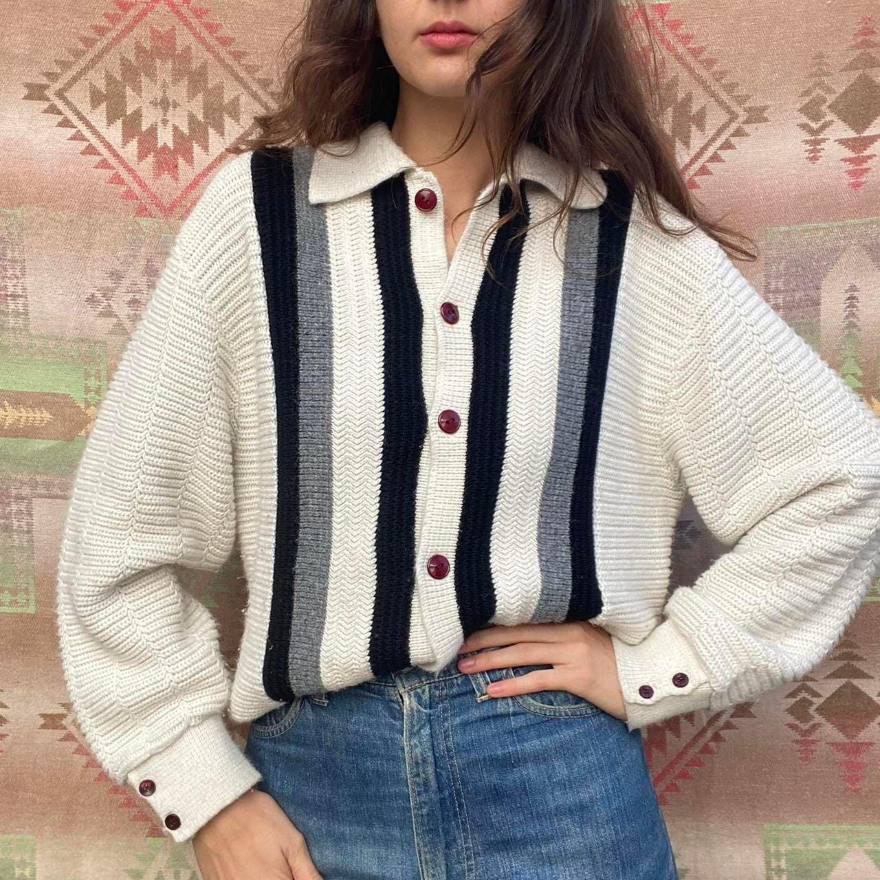 1960s Campus DItalia acrylic striped cardigan