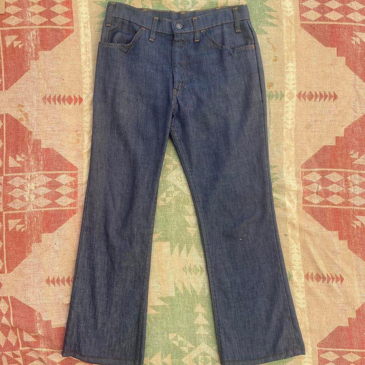 1970s dark wash poly cotton flared Levis