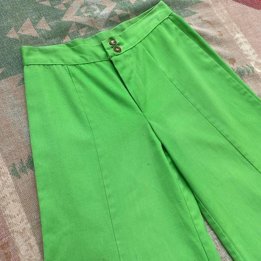 1970s neon green ultra wide leg bell bottoms pants