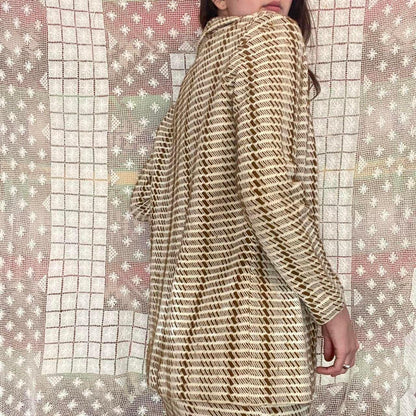 1960s Cadillac Italian wool cream and olive colored wool blend 3 piece set