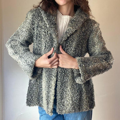 1940s/50s Merchants Furs Detroit curly silver persian lamb fur coat