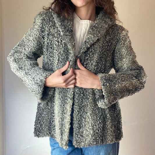 1940s/50s Merchants Furs Detroit curly silver persian lamb fur coat