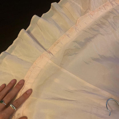 1940s light pink rayon dress with ruffled hem