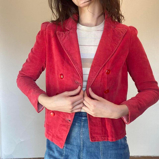1930s/1940s faded red cotton corduroy blazer