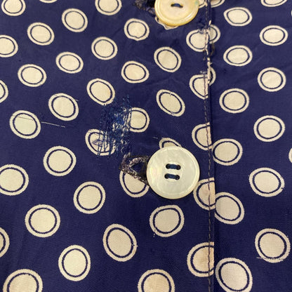 1940s rayon navy polka dot dress