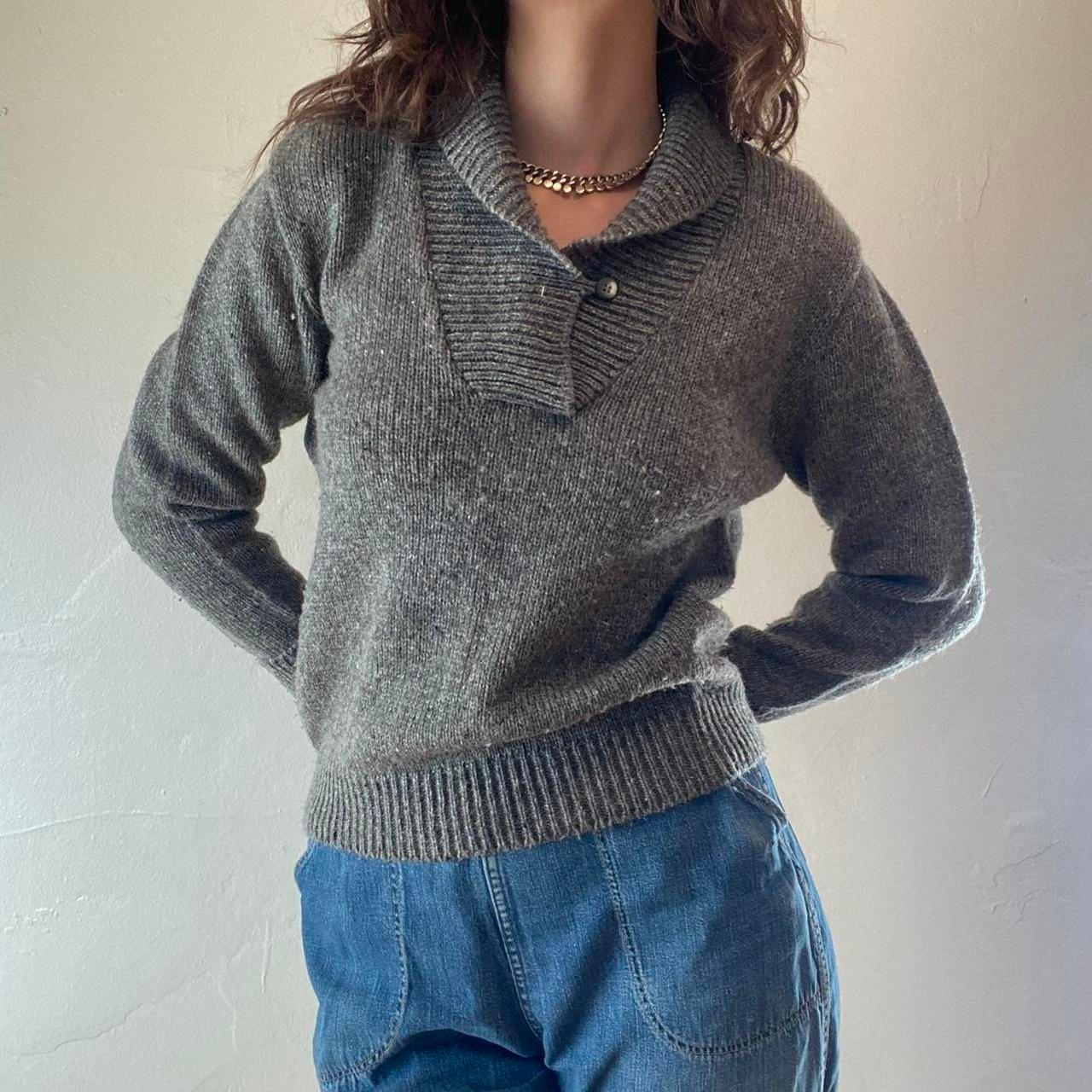 1970s wool gray Steve-Mor shawl sweater
