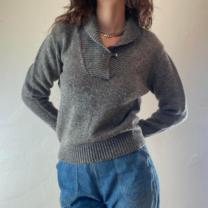 1970s wool gray Steve-Mor shawl sweater