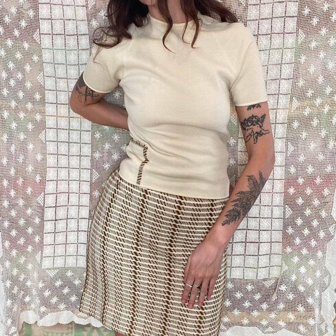 1960s Cadillac Italian wool cream and olive colored wool blend 3 piece set