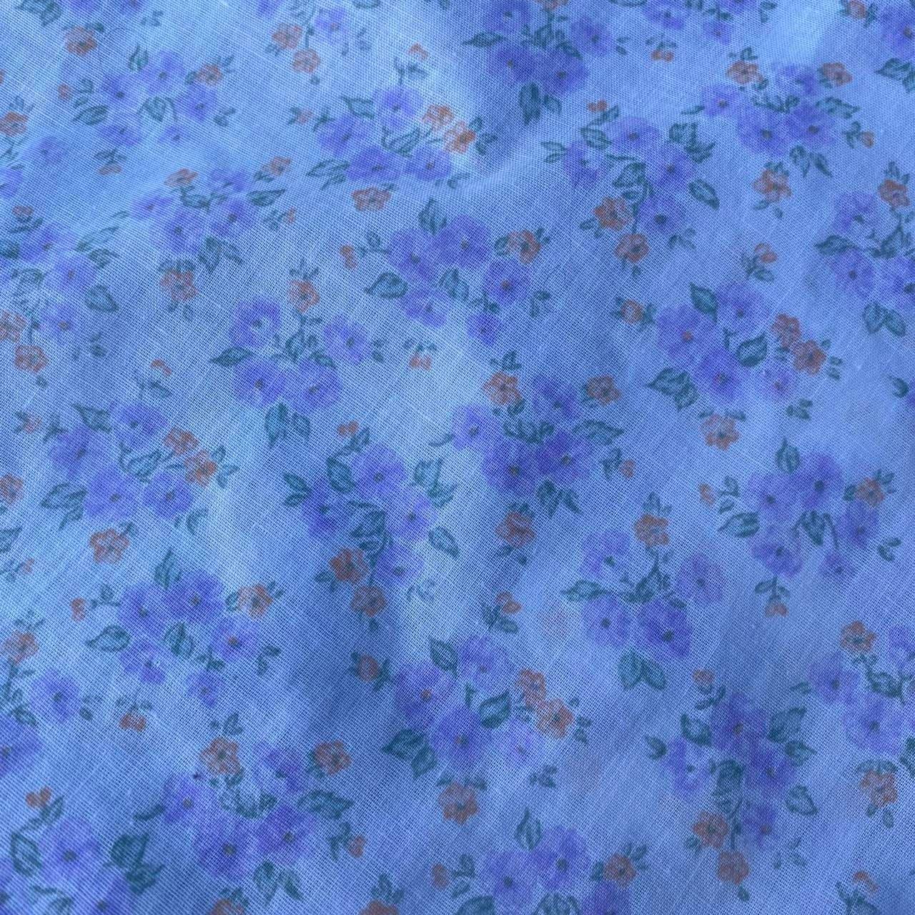 1970s floral cotton sleeveless button up blouse