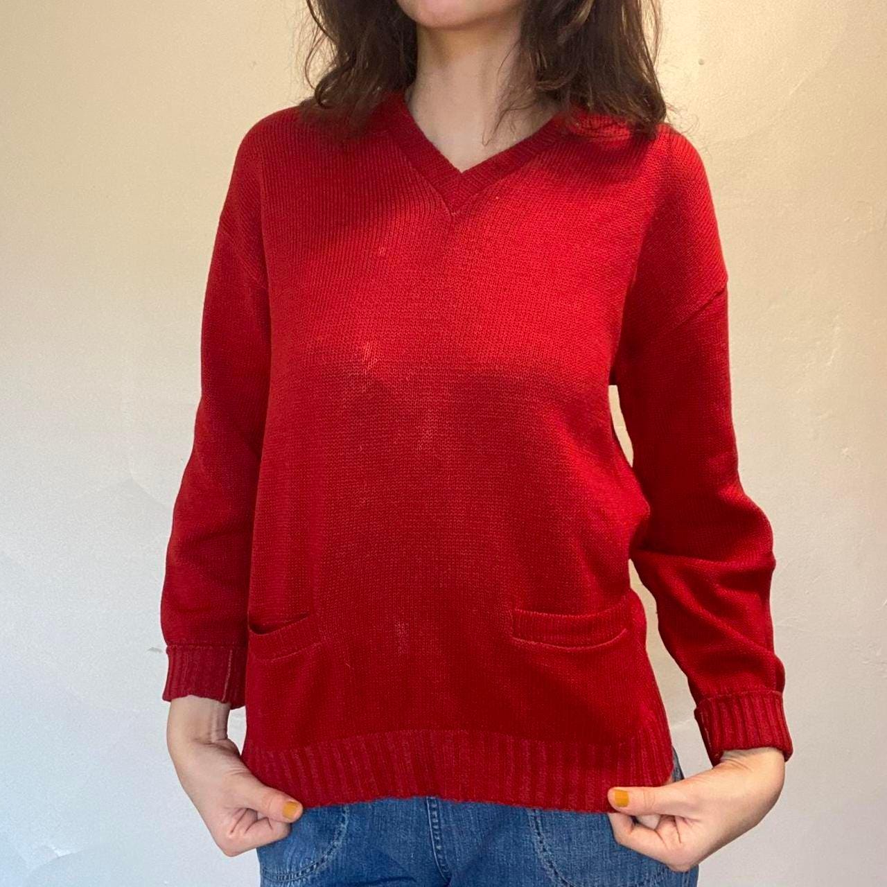 1930s/40s men's red wool Roper sweater with two front pockets