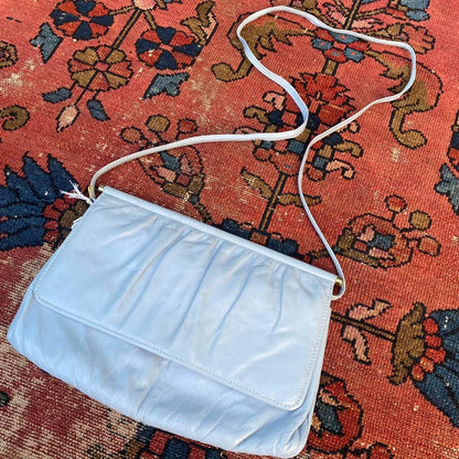 1960s light blue leather crossbody purse