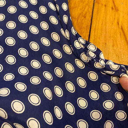 1940s rayon navy polka dot dress