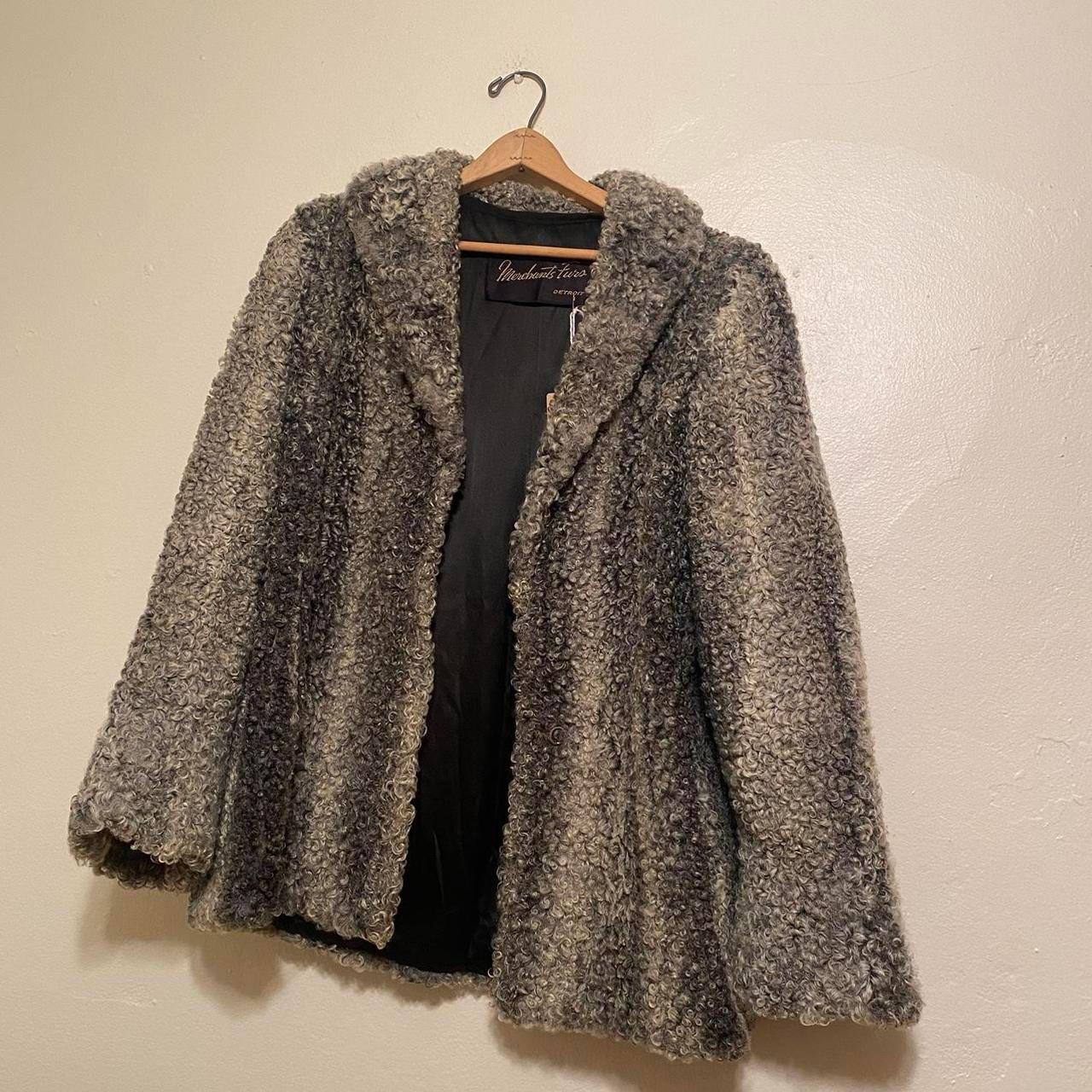 1940s/50s Merchants Furs Detroit curly silver persian lamb fur coat