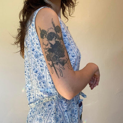 1940s/50s blue and white cotton paisley shirtwaist dress