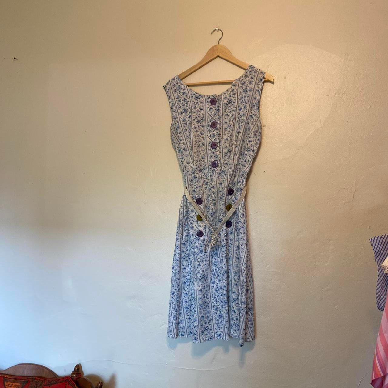 1940s/50s blue and white cotton paisley shirtwaist dress