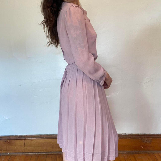 1970s handmade lilac two piece skirt set with talon zipper