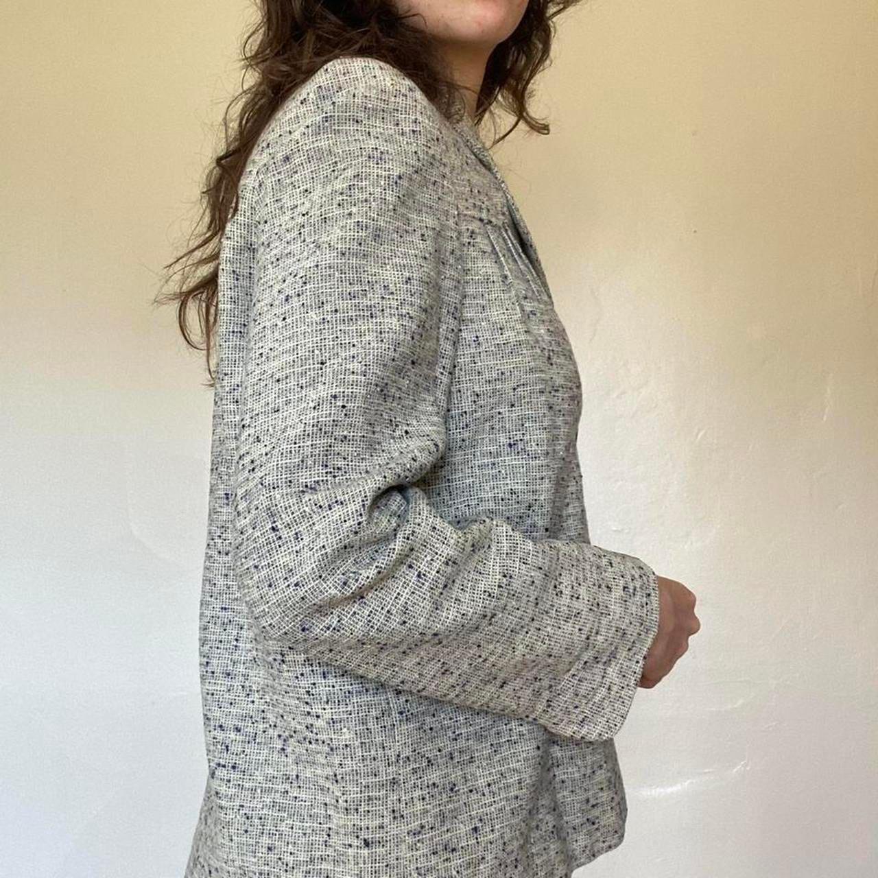 1960s vintage marled gray and black blazer jacket with pockets and buttons