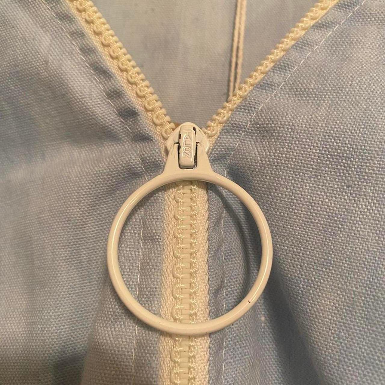 60s/70s chambray light blue faded cotton smock dress with talon circle zipper