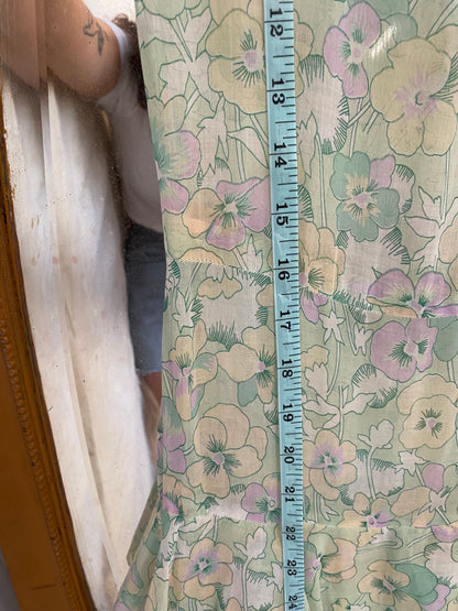 1930s pansy print cotton voile tiered dress