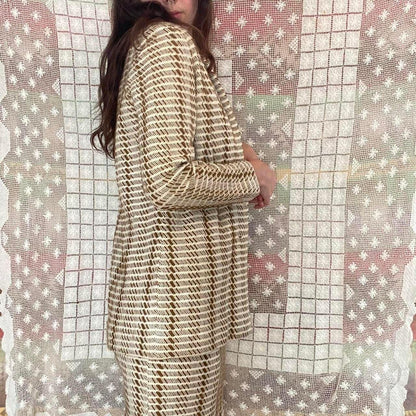 1960s Cadillac Italian wool cream and olive colored wool blend 3 piece set
