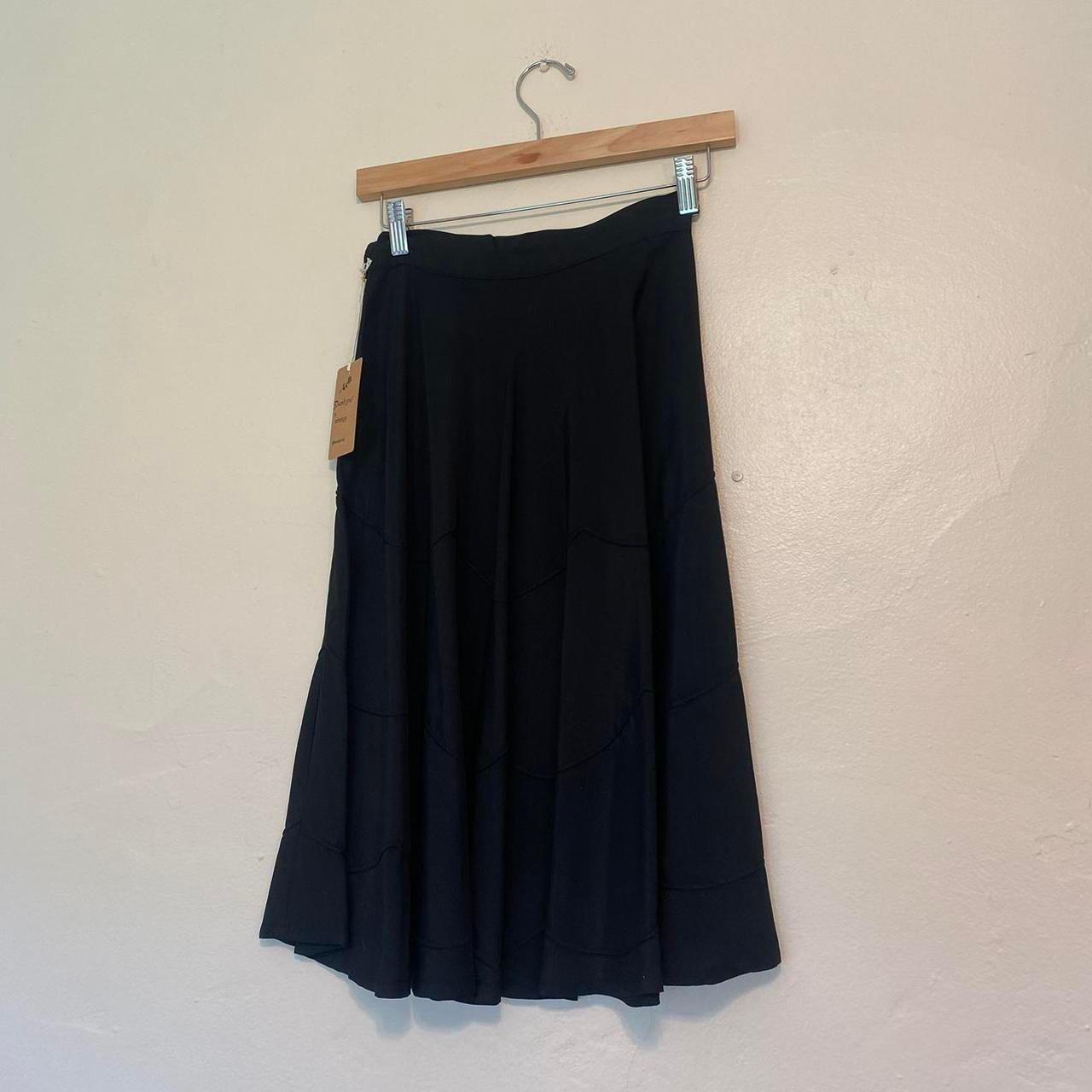 1940s/50s rayon taffeta tiered embroidered black circle skirt