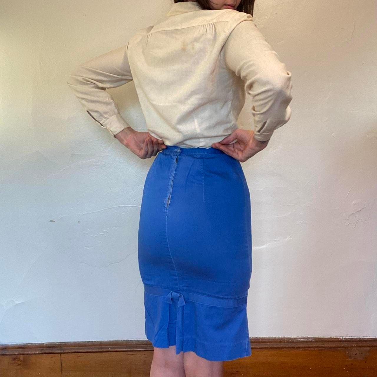 1950s/60s vintage blue cotton pencil skirt
