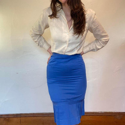 1950s/60s vintage blue cotton pencil skirt