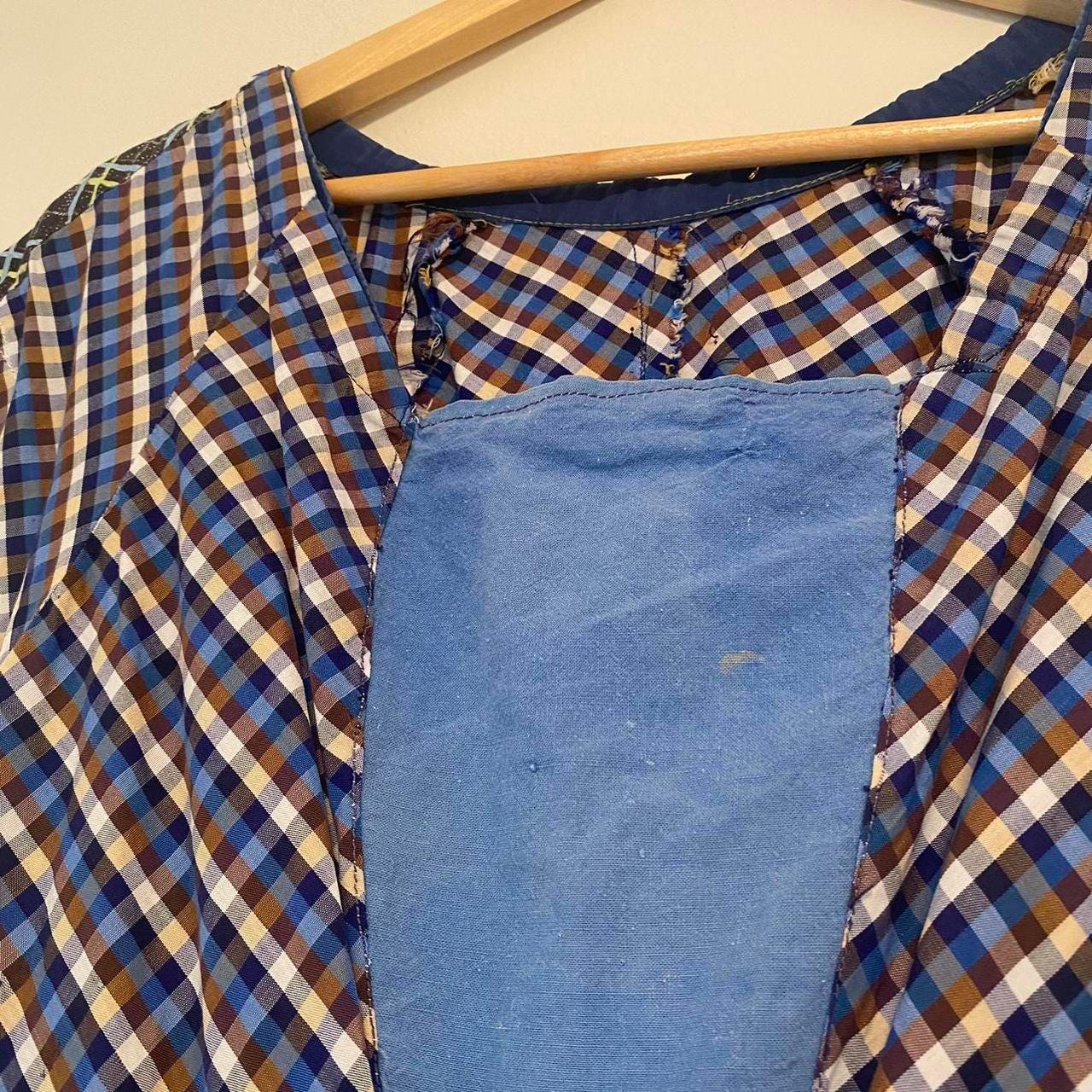 1940s/50s cotton handmade blue plaid a-line dress