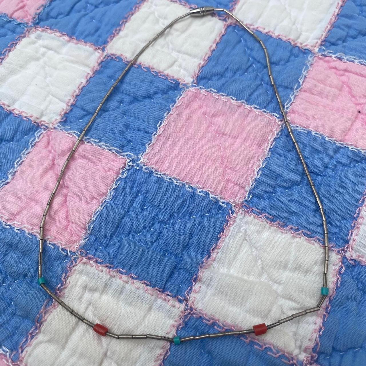 vintage silver tone beaded necklace